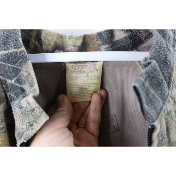 Vintage 90s Scent Lok Mens Medium Distressed Camouflage Chamois Cloth Jacket USA - Picture 5 of 9